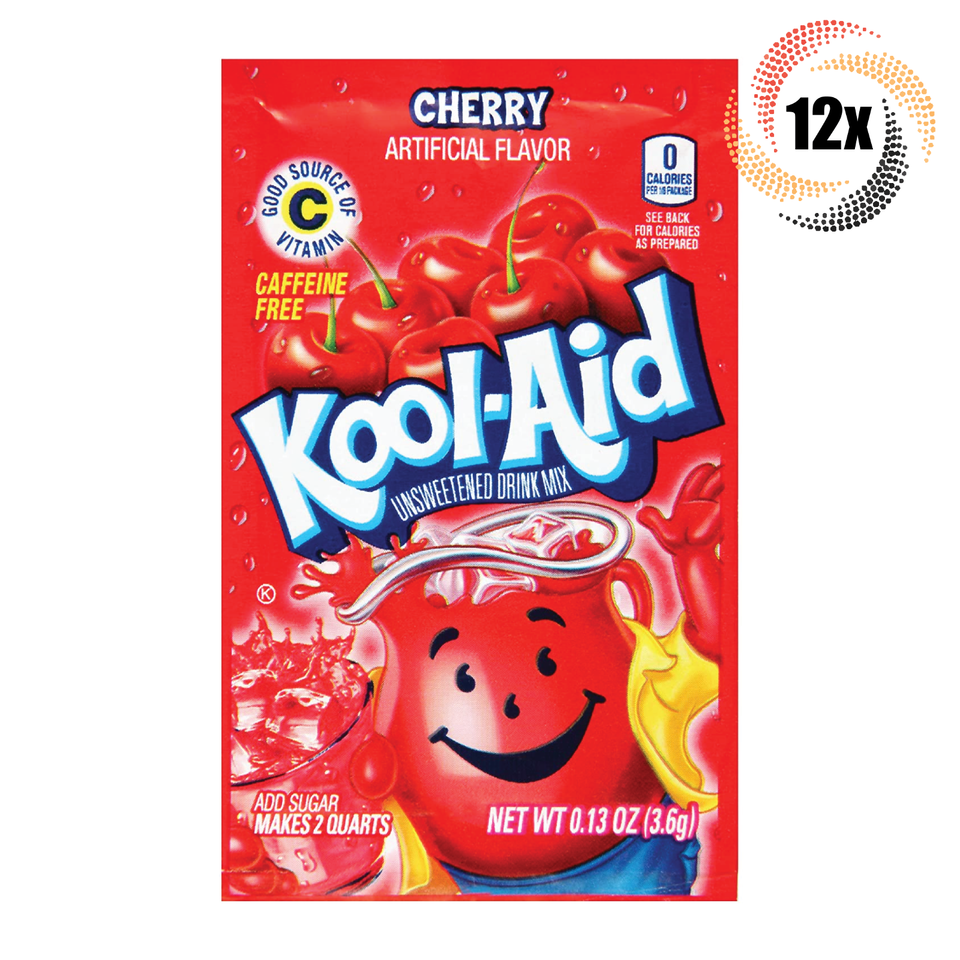 12x Packets Kool-Aid Cherry Caffeine Free Soft Drink Mix | Fast Shipping | - $9.97