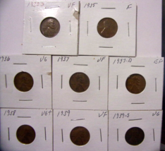1930&#39;s Lincoln Wheat Cents - 8 coins - £3.16 GBP