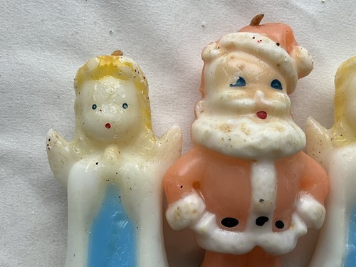 Vintage Lot Of 3 Gurley Christmas Candles Angels And Santa Item image 3