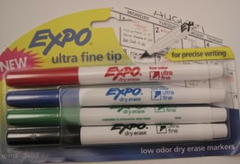 Expo Ultra Fine Tip Dry Erase Markers Pack of 4, Assorted Colors - $9.04
