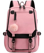Girls Pink Designer Backpack with USB Port for School, Kids Rucksack, Ch... - $17.45