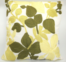 KAS Decorative Throw Pillow White with Green and Yellow Flowers Leaves 14&quot; Nice - £11.44 GBP