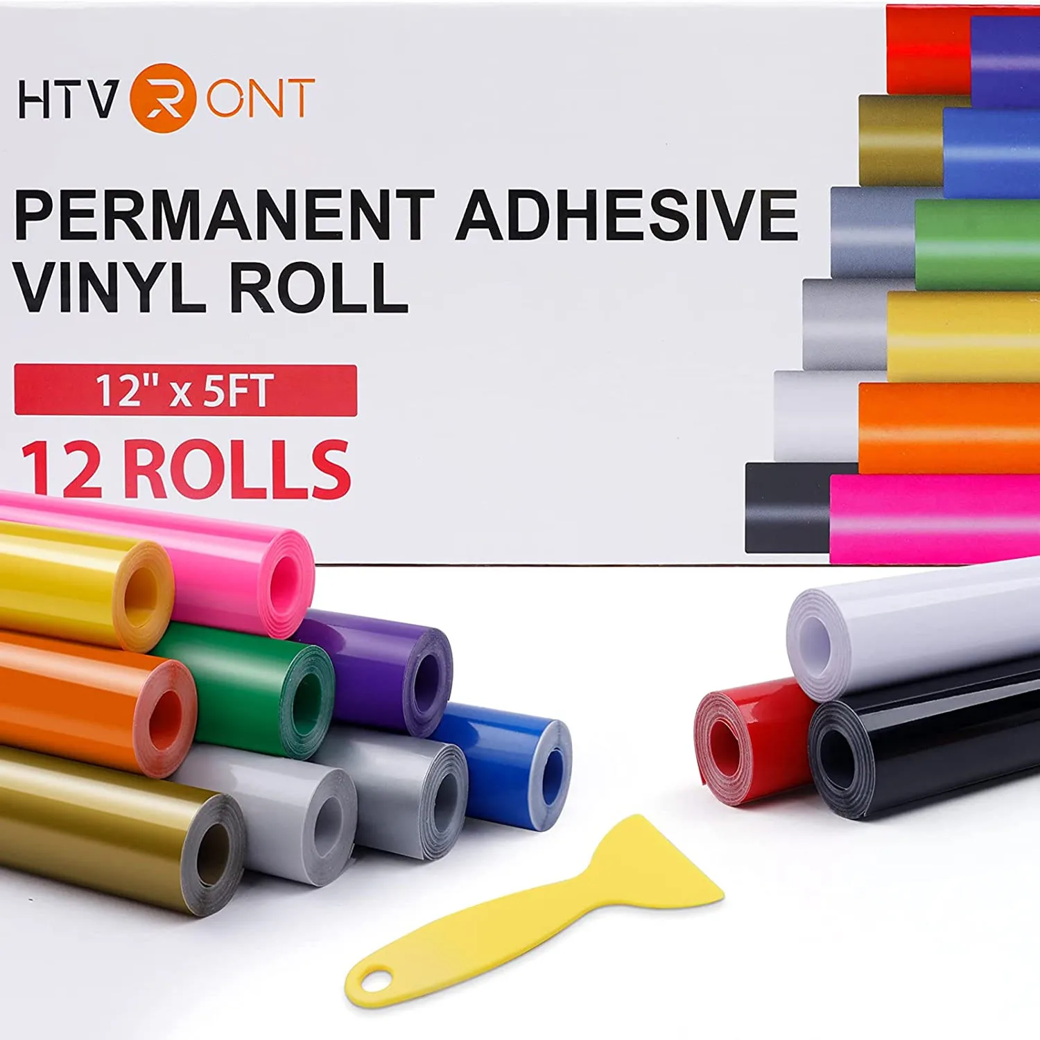 HTVRONT multi-color permanent adhesive vinyl rolls 12x5ft - $42.50