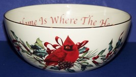 Stunning Lenox Winter Greetings 7&quot; Bowl Home Is Where The Heart Is Cardinal - £13.22 GBP