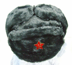 Auténtico Ruso Militar Profundo/Gris Ushanka Con / Estrella Roja Martillo Hoz - £24.64 GBP