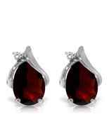 Galaxy Gold GG 14K Solid White Gold Natural Diamond and Garnet Stud Earr... - $795.95