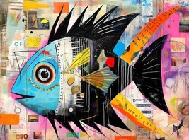 Angelfish Abstract (used 1000 PC jigsaw puzzle) - $12.00