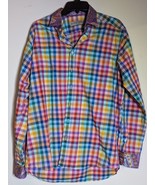 Etro Men&#39;s Plaid Collared Button Down Dress Shirt Multicolor Size 42 - $54.34 CAD