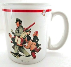 Jolly Postman Norman Rockwell Winter Coffee Tea White Mug Cup 8oz 4-1/2&quot; Tall - £9.33 GBP
