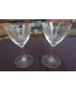 Vintage Set of 2 Pressed Glass Sherry Cordial Stemmed Crystal Glasses - £14.23 GBP