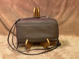 Pebblestone Brown Leather Double Zipper Crossbody Bag - £22.49 GBP
