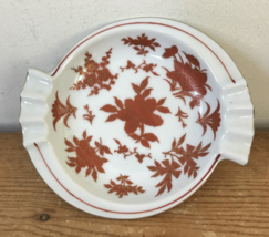 Vintage Asian Japanese Porcelain Red Gold Floral Ashtray Candy Nut Dish ... - $29.99
