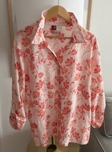 JM Vintage Pink Floral Button up Coconut Girl Summer Femenine Shirt Size 16 - $25.00