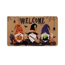 Halloween Welcome Gnome Doormat Indoor Outdoor Autumn Greeting Front Porch Rugs  - £32.57 GBP