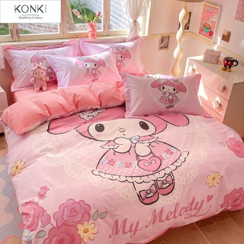 Sanrio Cartoon My Melody 100% Cotton Duvet Cover Set Girls Kids' Bedding Set
