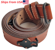 US Springfield Rifle WWI M1907 Patrón Acero Ajuste Cuero Marrón Sling - $18.31