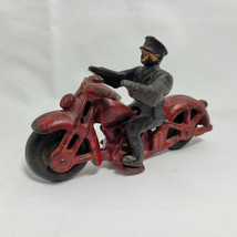 Vintage Rare Hubley Cast Iron Police Motorcycle #2230 w/ Officer Black Wheels - £141.85 GBP