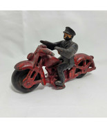 Vintage Rare Hubley Cast Iron Police Motorcycle #2230 w/ Officer Black W... - £135.56 GBP