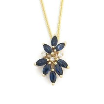 Authenticity Guarantee 
Marquise Blue Sapphire Diamond Cluster Pendant Neckla... - £715.42 GBP