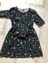 Old Navy Dress Size 8 Teal Green Knit Dress with Pink and yellow Deer Squirrel - £11.03 GBP