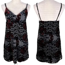 Abercrombie &amp; Fitch Velvet Burn Out Slip Dress Small Black Red - £23.05 GBP