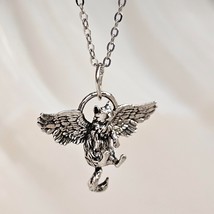 Winged Cat Pendant Necklace Memorial Angel Cat Pet  18&quot; Chain Unisex Jewellery - £5.93 GBP