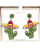 Earrings  Cactus Mexican Hat Beaded  Piper K fun celebrate for Pierced ears - $273.90 MXN