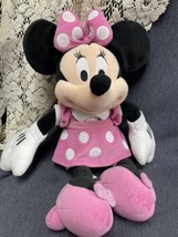 Vintage Disney Store Minnie Mouse Plush Toy - 18&quot; Doll Pink Polka Dot - £8.44 GBP