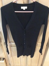 CALVIN KLEIN WOMENS BLACK SWEATER with BUTTONS and LOWER POCKETS  - SIZE... - $22.29
