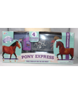 Pony Express Horses &amp; Transport Truck Toy Set 5-pieces Purple - £8.27 GBP