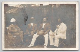 RPPC Four Men Lounging In Yard Suits Hats Cigars  Postcard B39 - £11.76 GBP