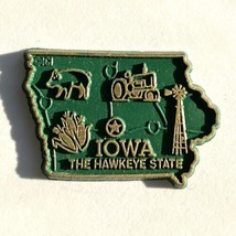 Vintage Iowa Refrigerator Magnet Hawkeye State Farming Map Pig Corn Tractor - £4.47 GBP