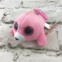 Ty Beanie Boos Pierre Pink Seal Plush Backpack Clip Mini Stuffed Toy Col... - $9.89
