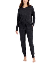 Alfani Womens French Terry Pajama Set,Black,Medium - £27.29 GBP