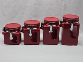 OGGI Red Canister Set - 4 Piece With Spoons - Good Lid Seals, No Wear Or... - $769.48 MXN