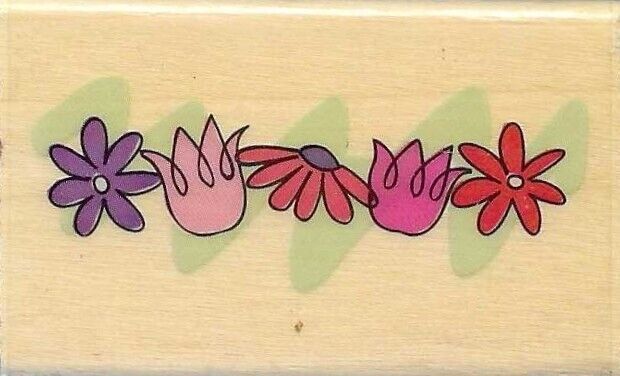 Floral Wood Mounted Rubber Stamp. App 5.25x3cm - $4.00