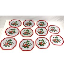 VTG Lot Of 11 Strawberry Tin Metal Serving Tray Plate Made in Japan Plat... - $30.59