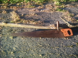Antique/Vtg Crosscut Saw Primitive Lumberjack Tool Helper Handle 40 1/8&quot; Long - £98.29 GBP