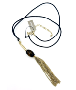 Chico&#39;s Mollie Tass Long Faux Tortoise Gold Tone Tassel Necklace NWT - $34.65