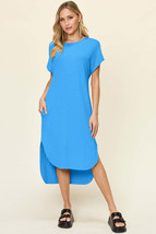Double Take Full Size Round Neck Short Sleeve Slit Dress - $28.00