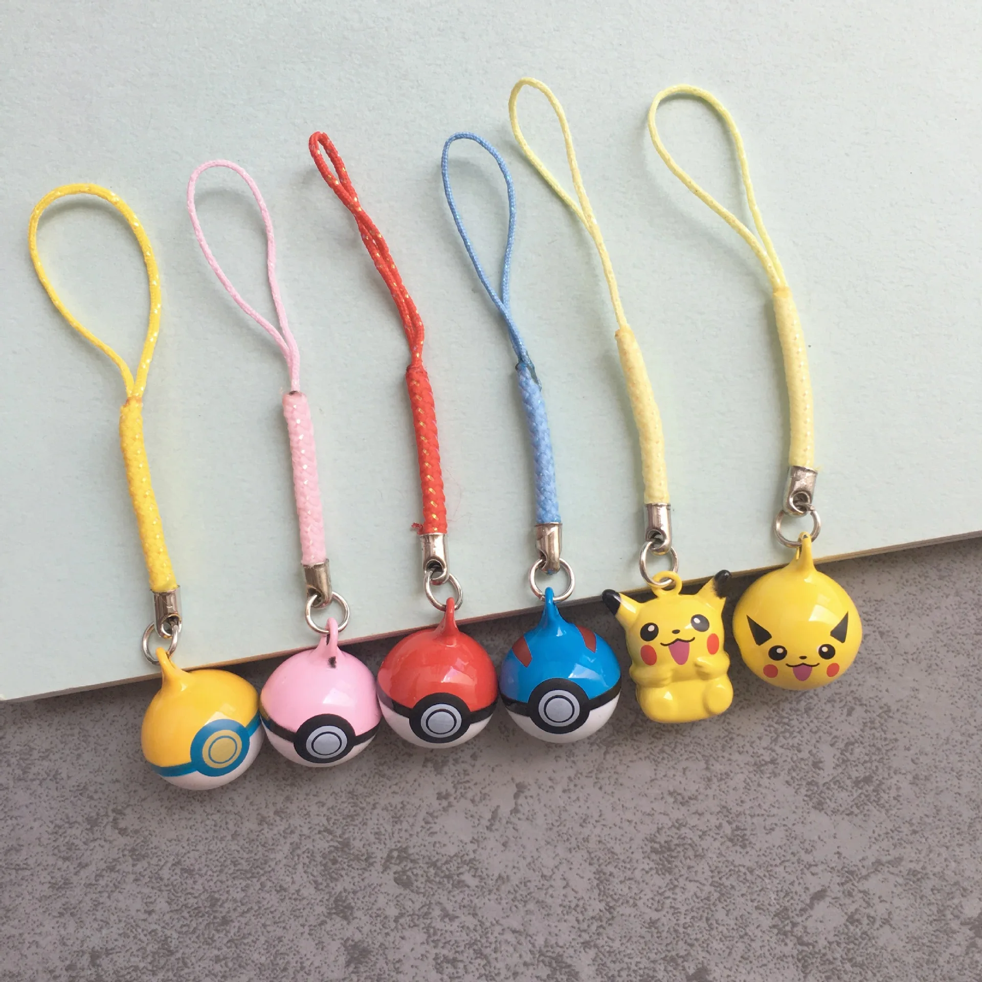  cartoon figures pikachu keychain mental pokemon go ball pendant mobile phone rope kids thumb200