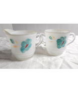 Bartlett Collins Frosted Glass Creamer Open Sugar Set Hand Painted Blue ... - £15.95 GBP
