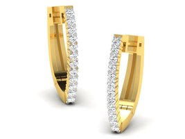 Moissanite Hoop Earrings, 14K Yellow Gold plated, 0.25 Carat Round Cut - $85.50