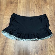 Athleta Womens Black Contrast Ruffle Trim Swim Skirt Bikini Bottom Size ... - $25.74