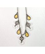 Costume Jewelry Beaded Necklace w/ Lobster Claw Clasp - Yellow Crystals ... - $8.90