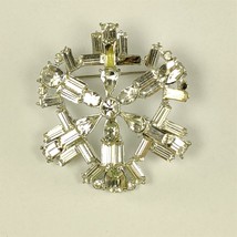 ✅ Vintage Jewelry Brooch Pin Flower Rhinestone Silver Tone MCM - £5.72 GBP
