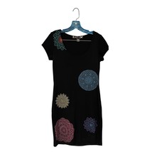 Eye catching Desigual Geometric Mandala multi circle print dress black s... - $40.00