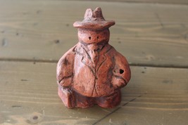 Vintage 1973 Outsider Art Small Ceramic Fat Door Salesman Single Flower Holder - £71.21 GBP