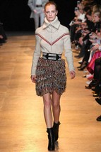 Isabel Marant Skirt Piero Ruffle Runway Fall Silk Front Zipper NWT $1360 40 - £281.97 GBP
