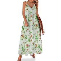 Mondxflaur Classic Floral Summer Dresses for Women V-neck Sleeveless Long Dress - £26.27 GBP